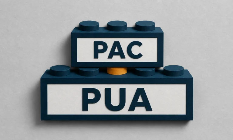 Smaller PAC brick stacked above a larger PUA brick.