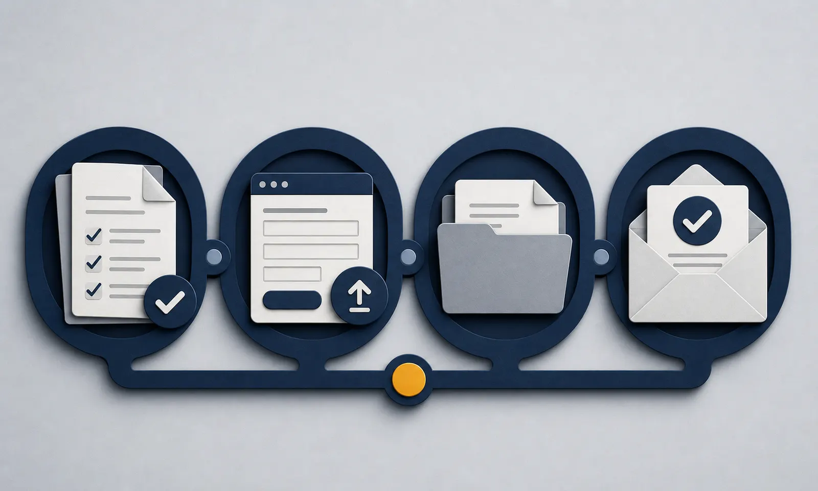Four layered-paper stages of the EDD application process.