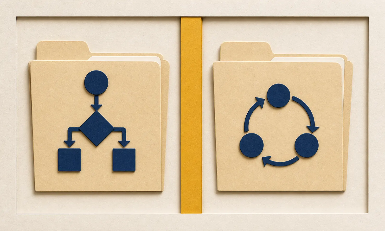 Two distinct layered-paper folders illustrating the EDD and CUIAB.