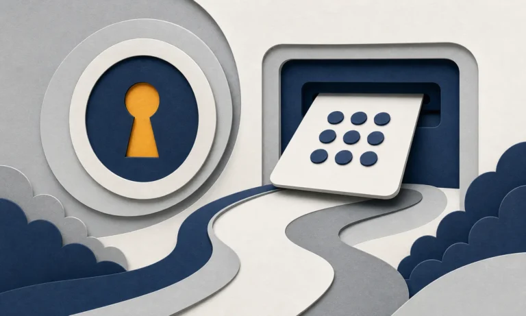 A secure PIN keypad and keyhole medallion.