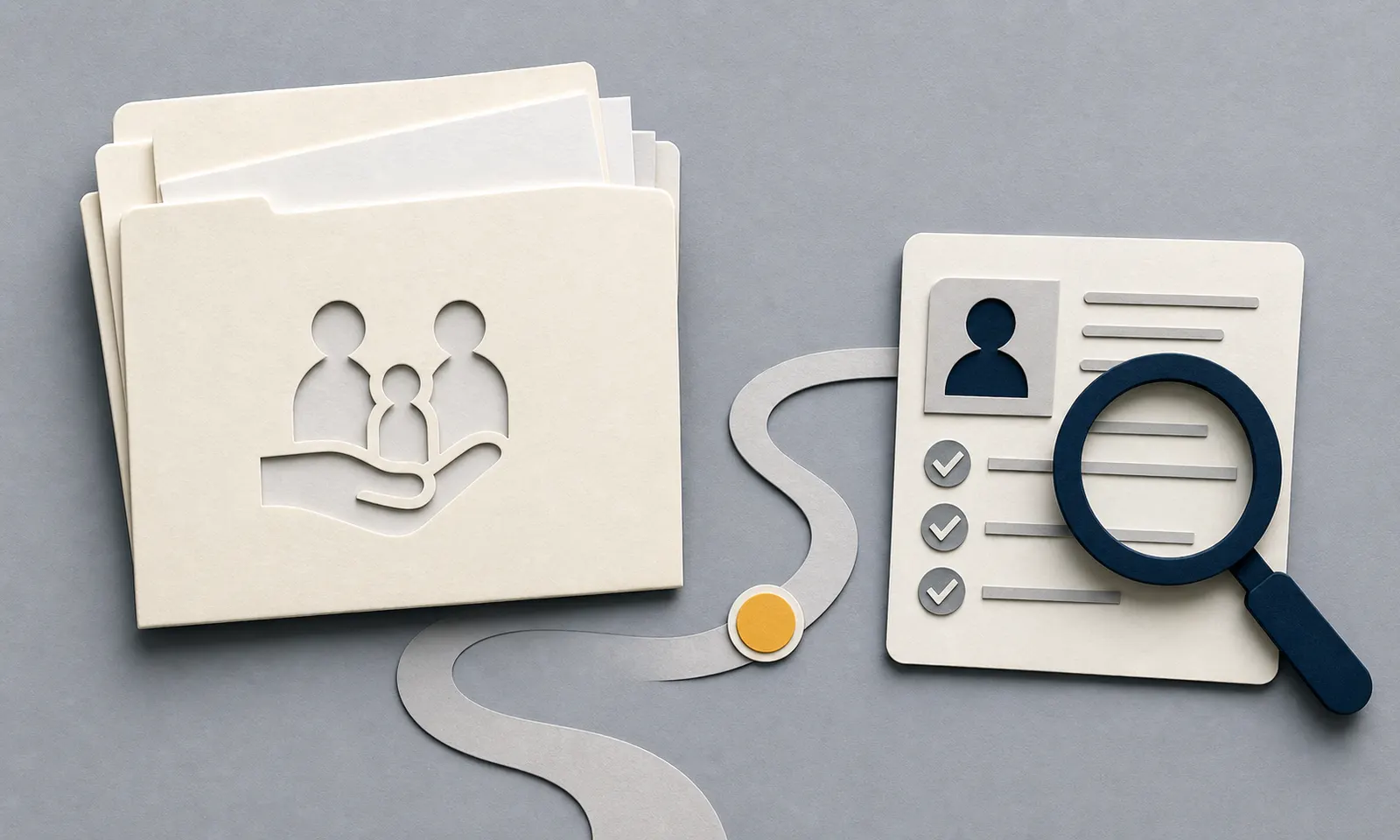 A paid family leave folder connected to a reviewed supporting-record card.