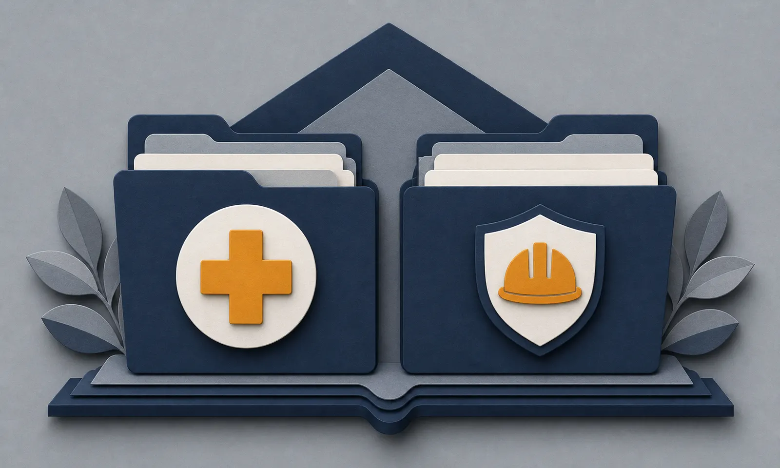 Layered-paper illustration for Short-Term Disability vs. Worker’s Compensation.