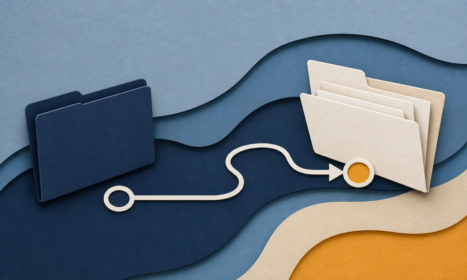 A closed claim folder reopening along a return route.