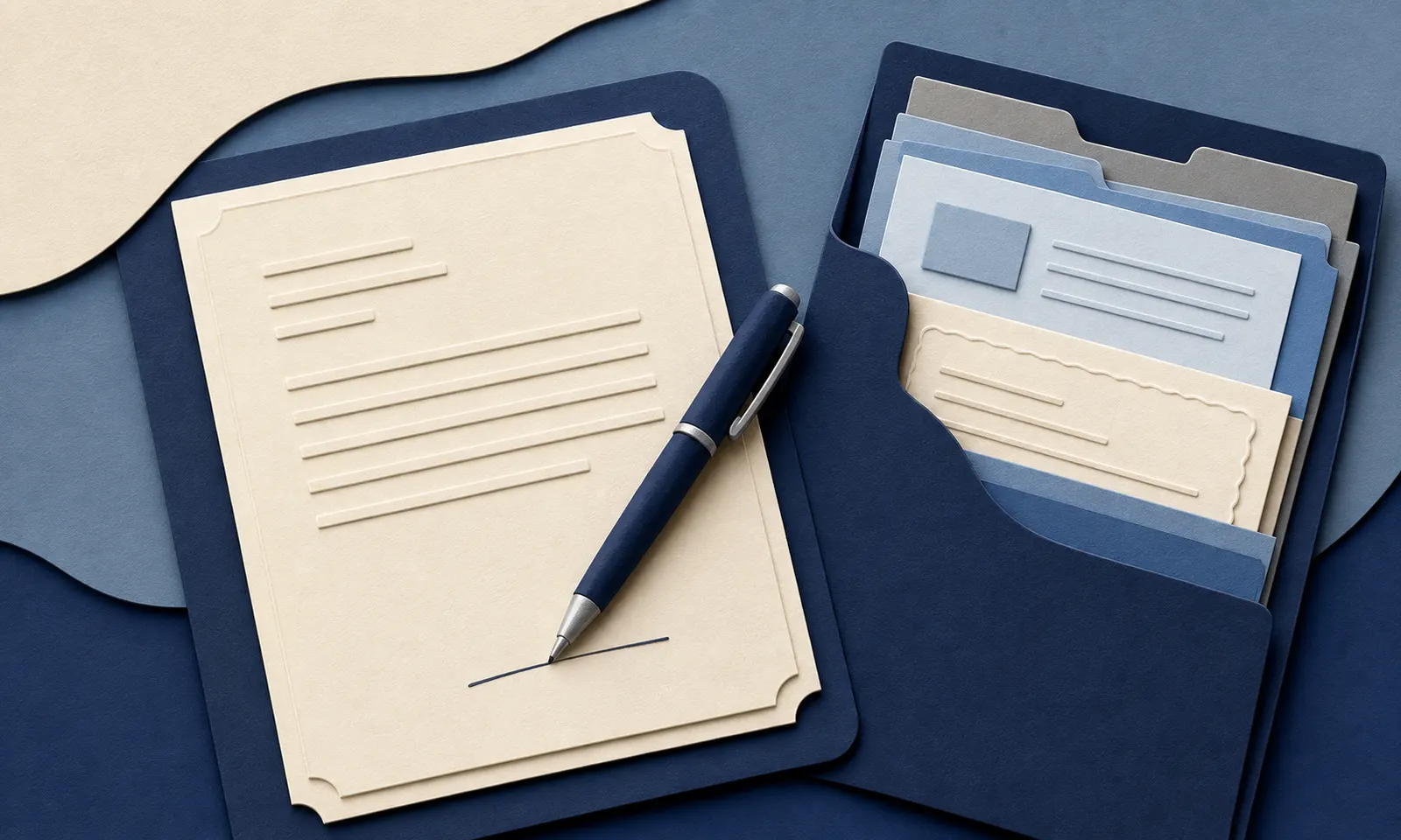 An appeal letter with a pen and organized evidence folder.