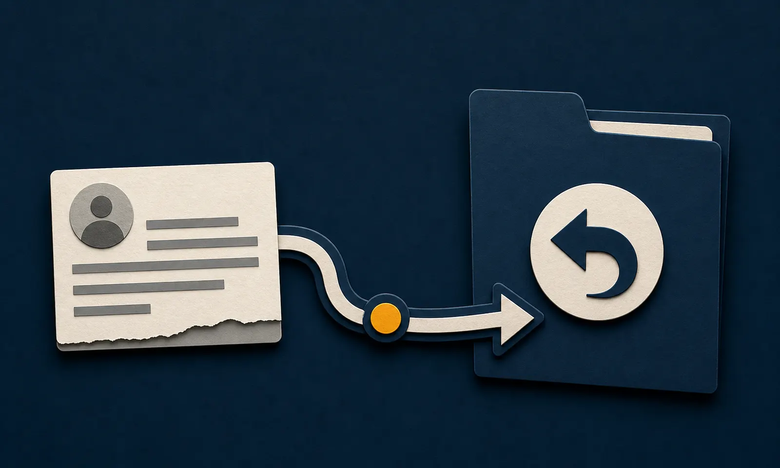 A claim notice following a high-contrast appeal route to an organized folder.