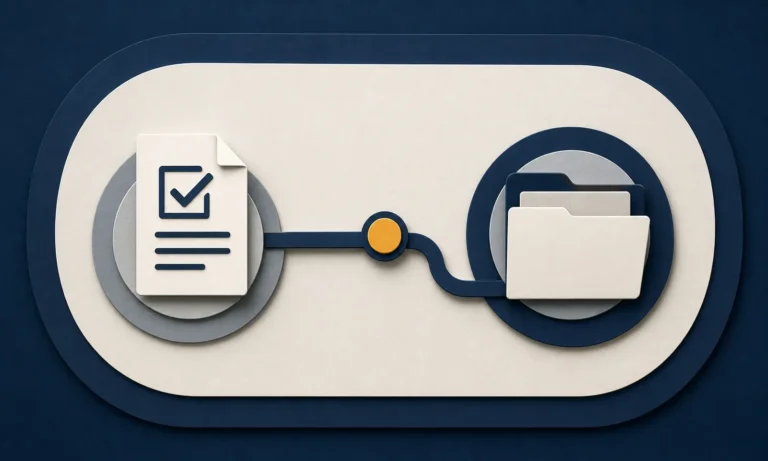 An unemployment application form following a navy route to an organized submission folder.
