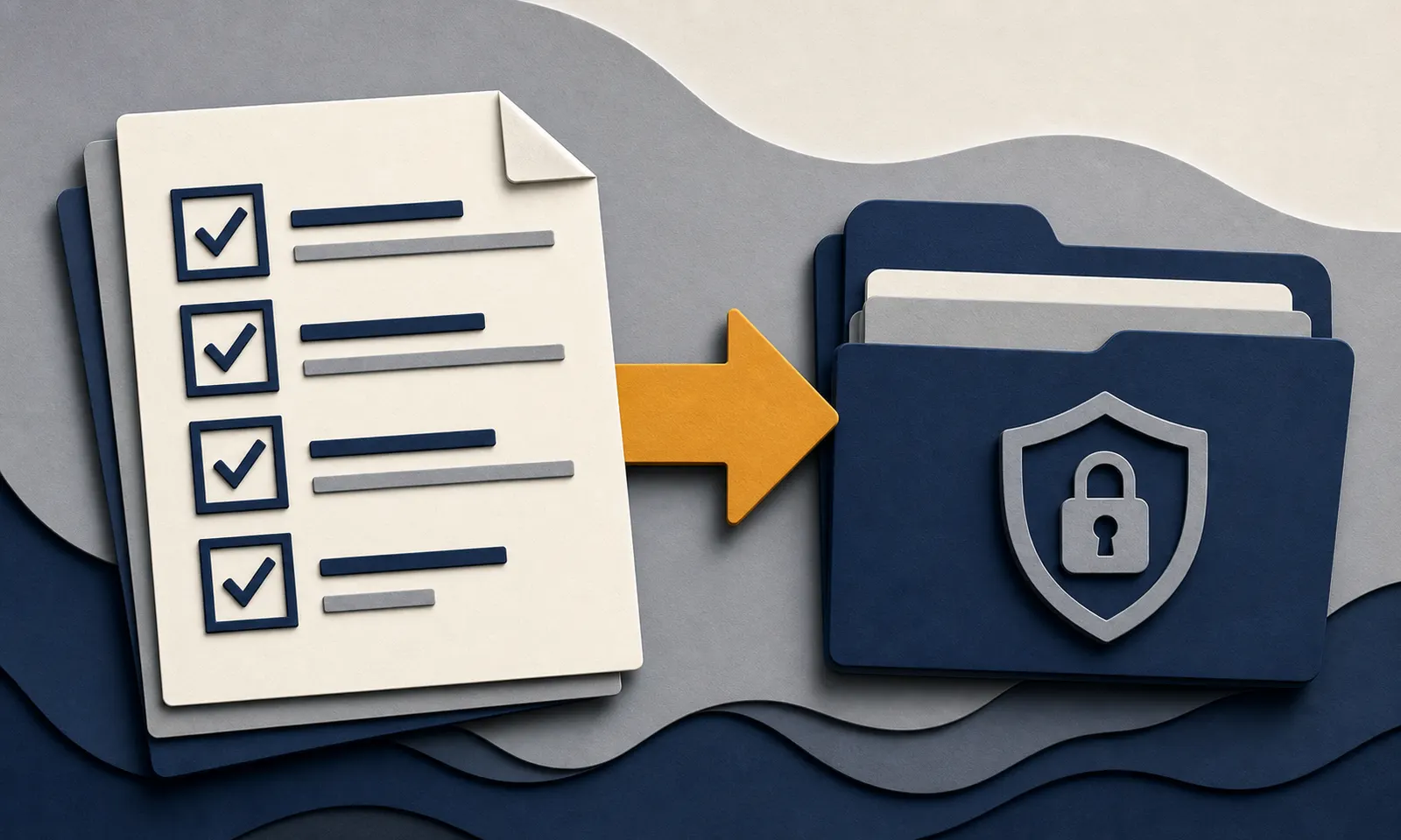 A certification form leading to a secure submission folder.